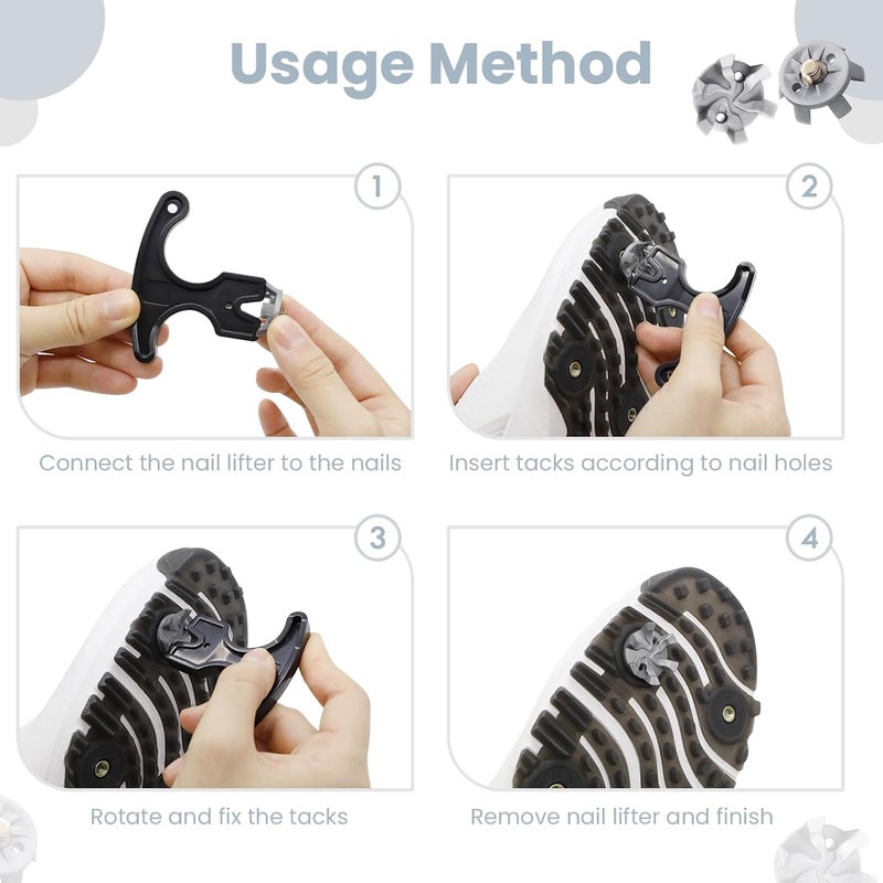 Acebirdie 51 Pcs Golf Shoe Spikes Replacements Set Includes 50 Shoe Cleats Replacement & 1 Black Cleats Spanner Metal Thread Screw 6 mm Dia Golf Accessories - Image 5